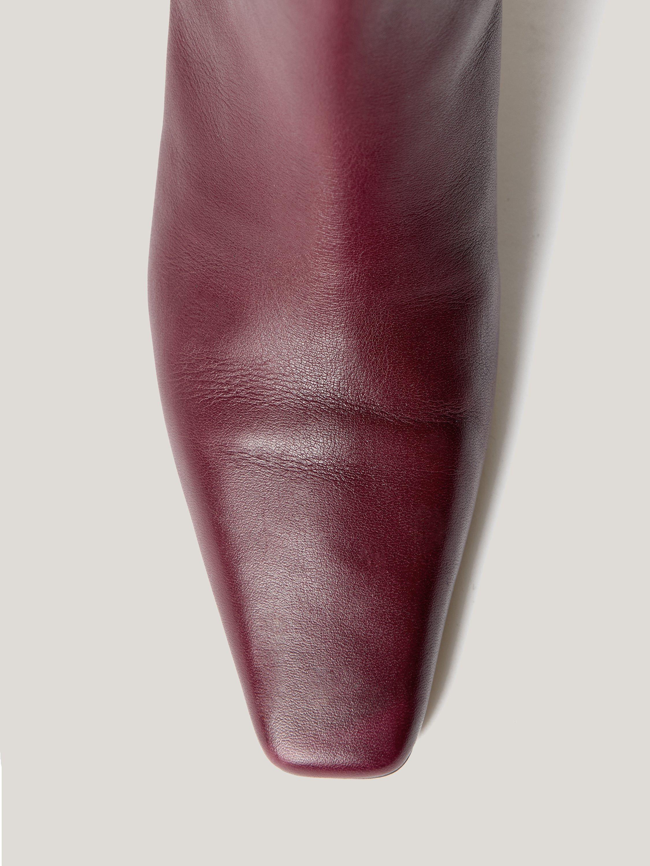 Product image 6 of 7, which shows Jigsaw Bobbi Leather Knee High Boots, Burgundy, EU36