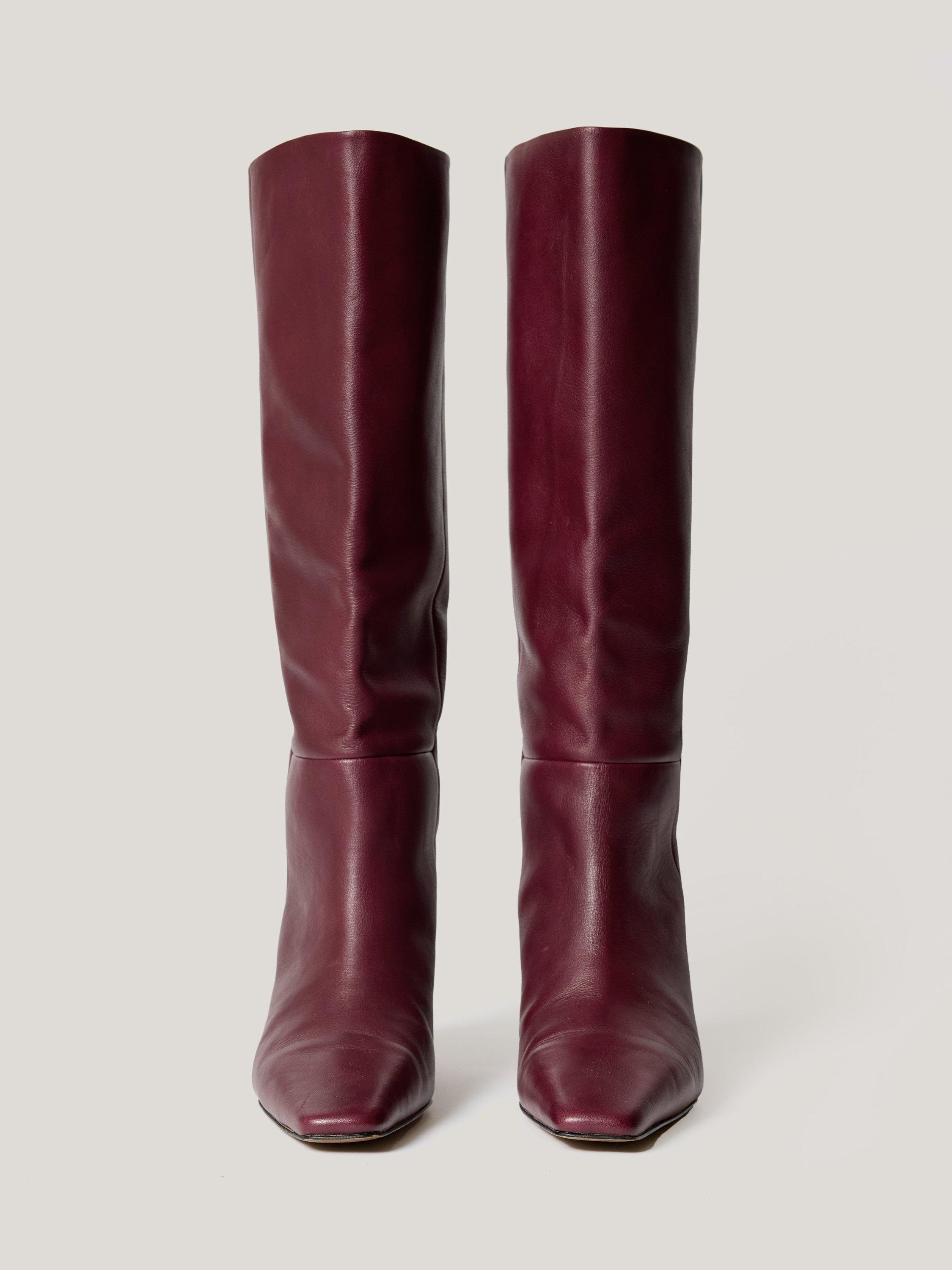 Product image 7 of 7, which shows Jigsaw Bobbi Leather Knee High Boots, Burgundy, EU36