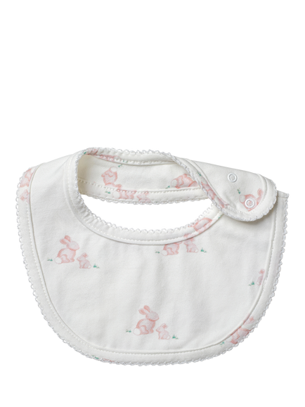 Trotters Baby Lapinou Cotton Bunny Bib, Pale Pink/White