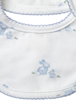Trotters Baby Lapinou Cotton Bunny Bib - view 2, Pale Blue/White