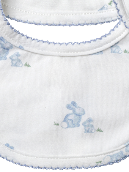 Trotters Baby Lapinou Cotton Bunny Bib - view 2, Pale Blue/White