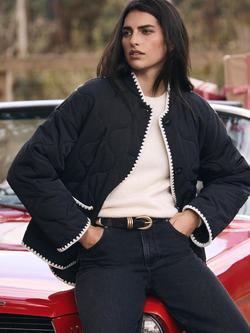 Mint Velvet Borg Fair Isle Quilted Jacket, Black - view 2, Black