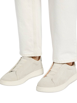 Dune London Troys Suede Laceless Cupsole Trainers - view 2, Grey