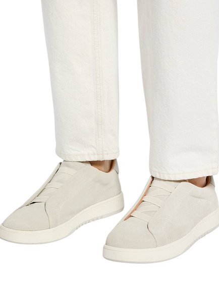 Dune London Troys Suede Laceless Cupsole Trainers - view 2, Grey