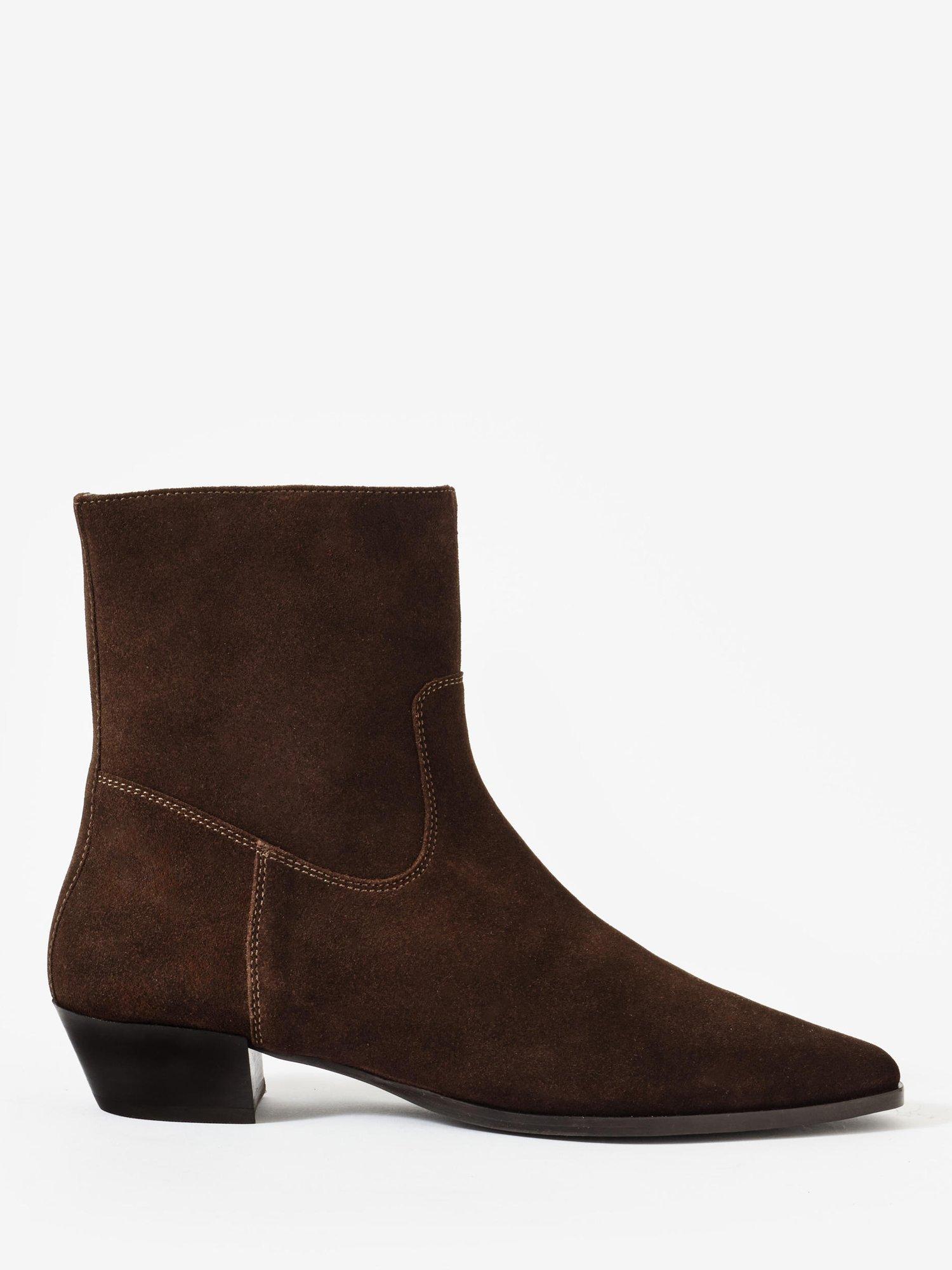 Mint Velvet Suede Ankle Boots, Brown/Multi
