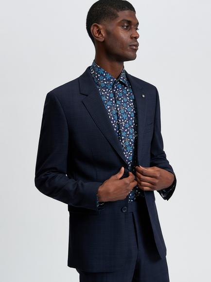 Ben Sherman Slim Fit Wool Rich Tonal Check Suit Jacket, Navy, Navy