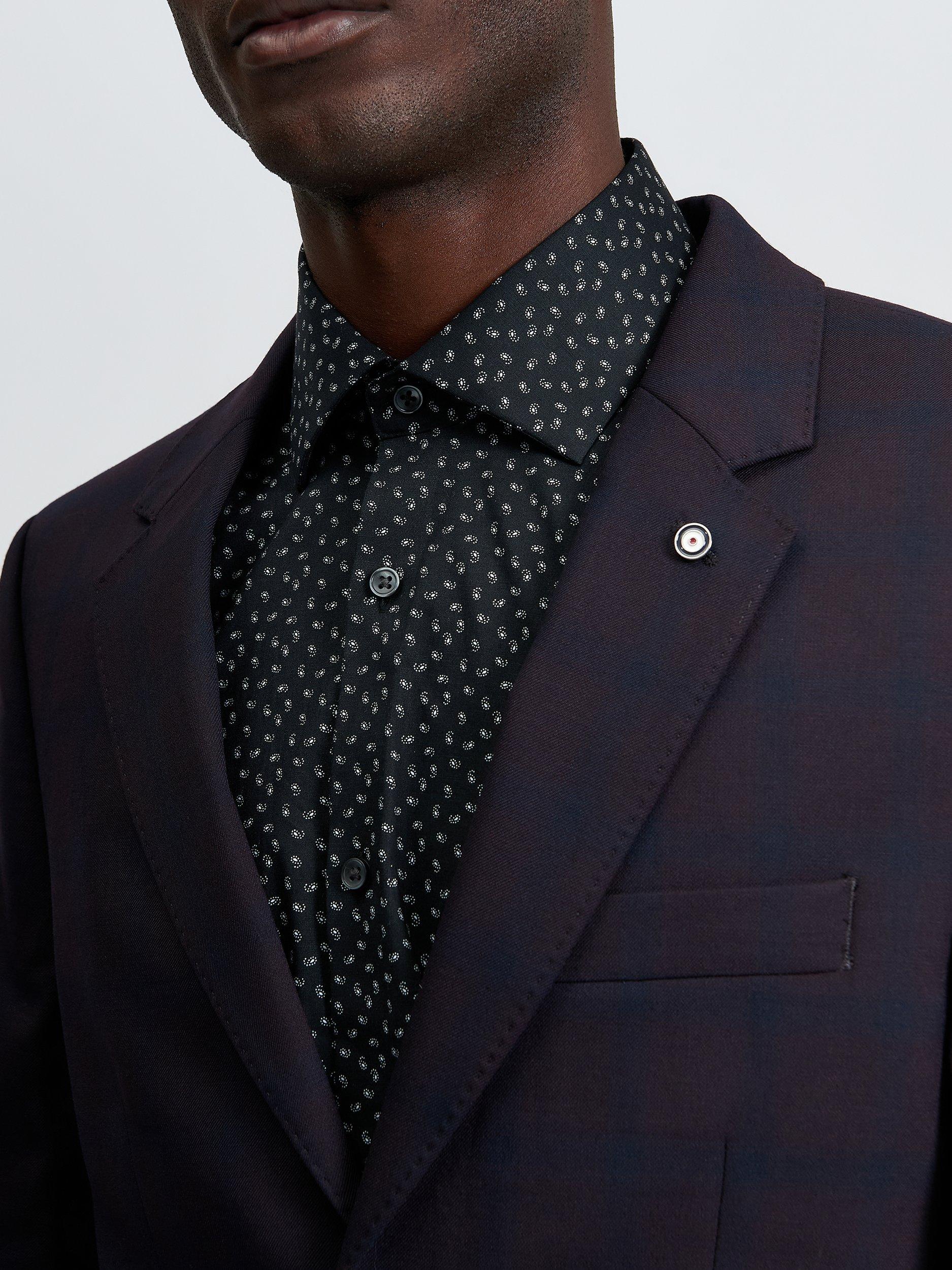 Product image 5 of 7, which shows Ben Sherman Wool Blend Ombre Check Twill Blazer, Dark Wine, 34R