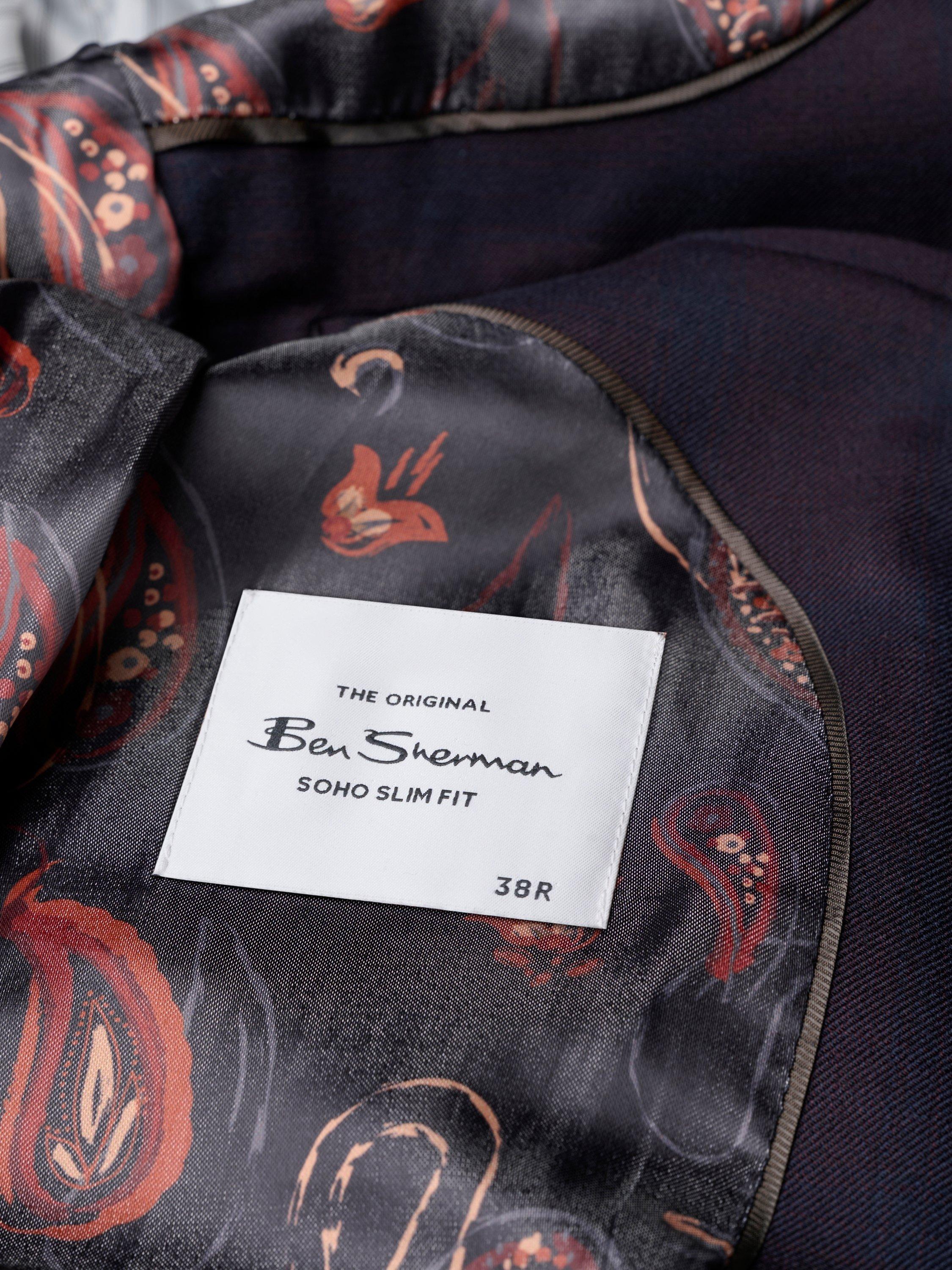 Product image 6 of 7, which shows Ben Sherman Wool Blend Ombre Check Twill Blazer, Dark Wine, 34R