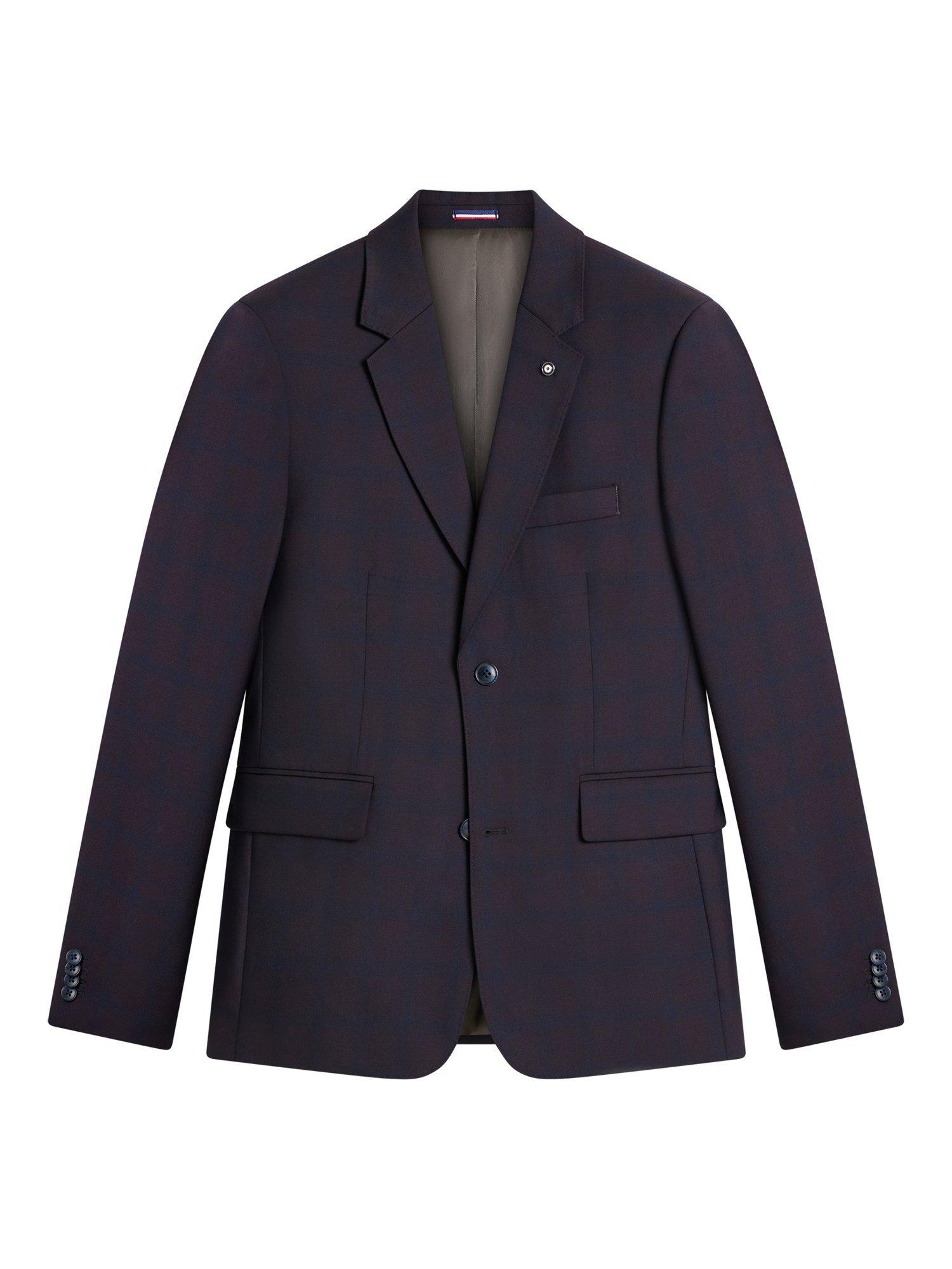 Product image 7 of 7, which shows Ben Sherman Wool Blend Ombre Check Twill Blazer, Dark Wine, 34R