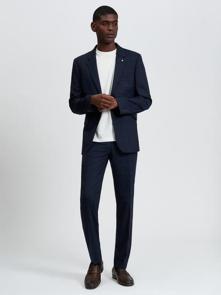 Ben Sherman Wool Blend Tonal Check Trousers, Navy, Navy