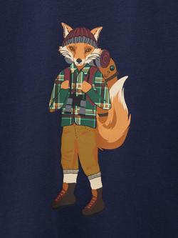 Joules Kids' Finlay Pure Cotton Long Sleeve Top, Navy - view 2, Navy