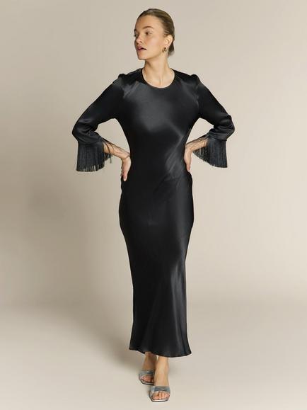 Rewritten Dolly Fringe Cuff Dress, Black - view 2, Black