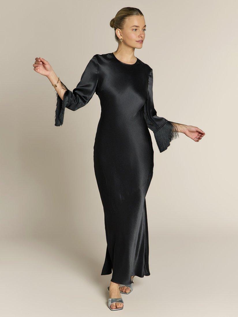 Product image 3 of 10, which shows Rewritten Dolly Fringe Cuff Dress, Black, 8