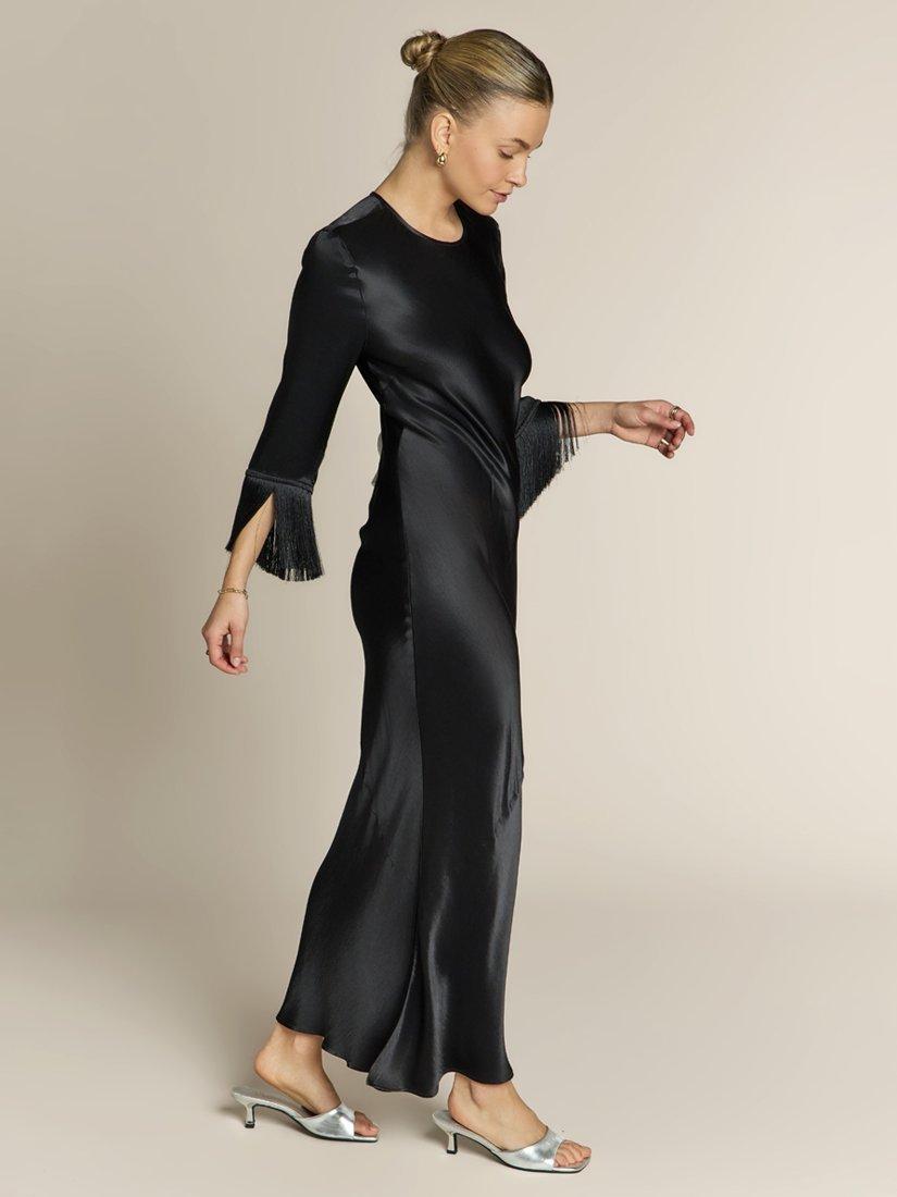 Product image 5 of 10, which shows Rewritten Dolly Fringe Cuff Dress, Black, 8