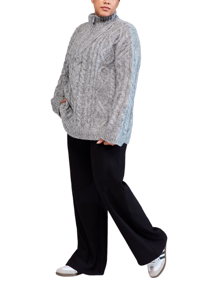 Lovall Winter Wide Leg Trousers, Black - view 2, Black