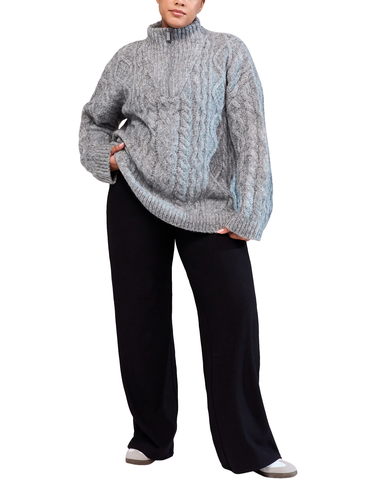 Product image 3 of 5, which shows Lovall Winter Wide Leg Trousers, Black, 6