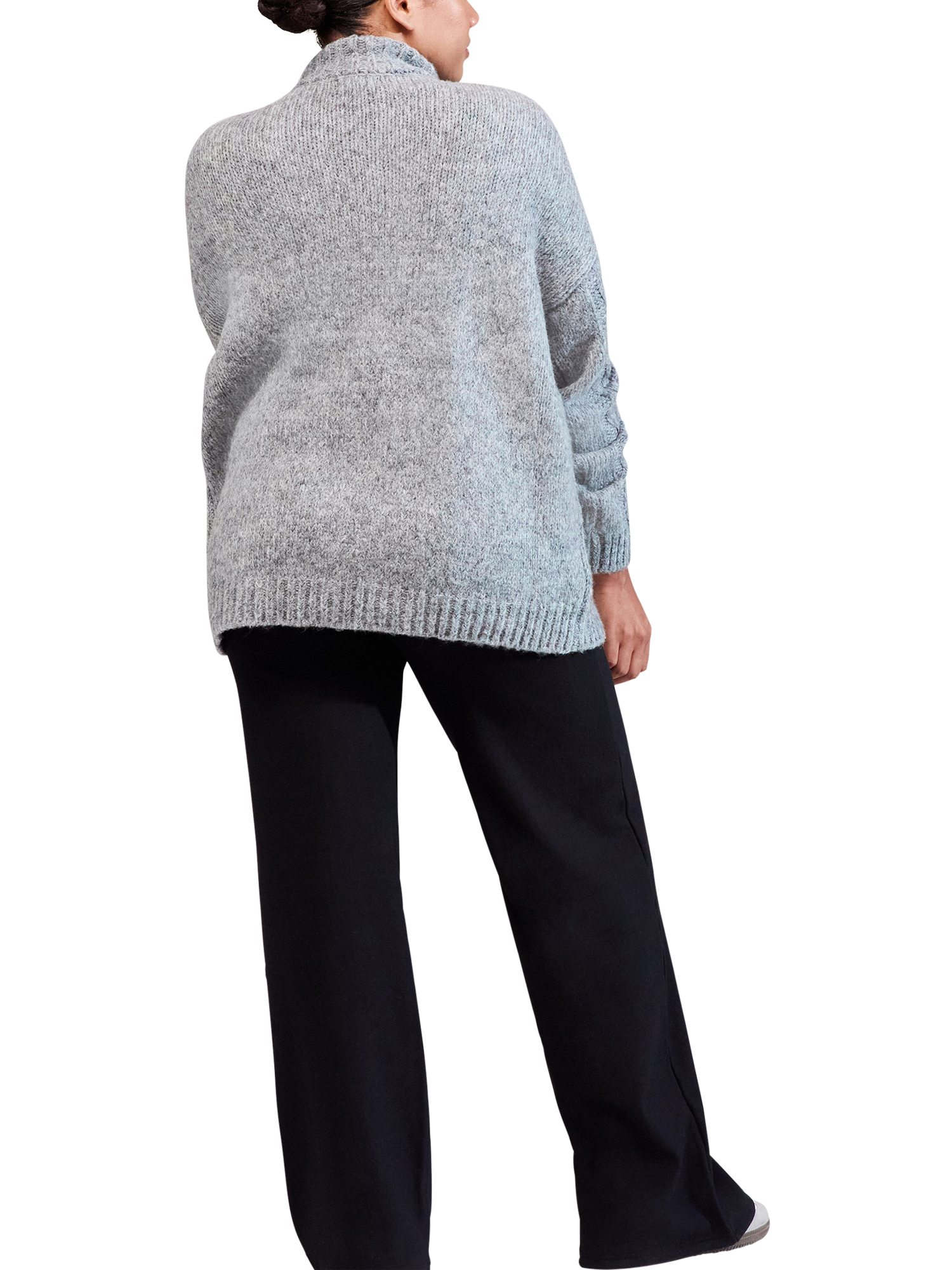 Product image 4 of 5, which shows Lovall Winter Wide Leg Trousers, Black, 6