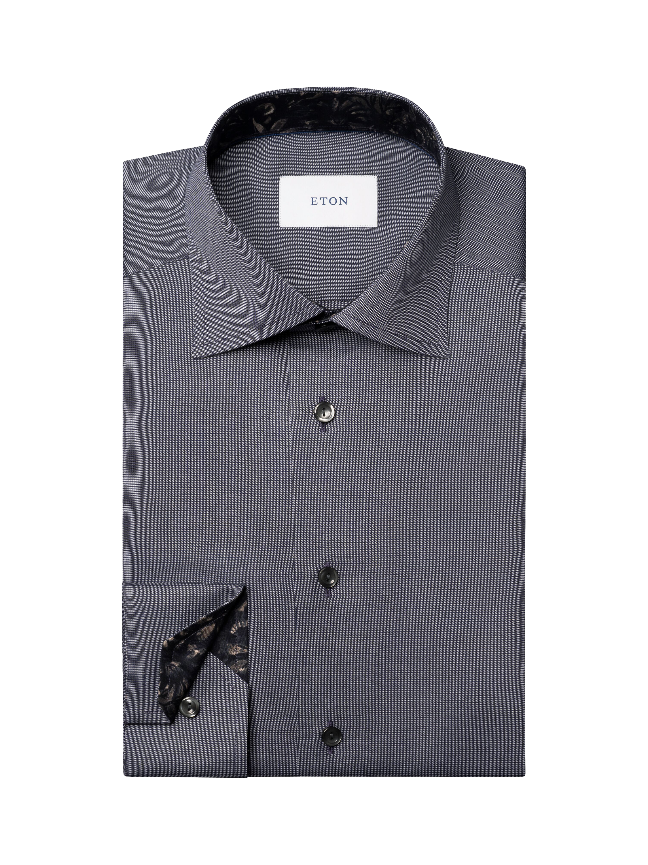 Product image 4 of 4, which shows Eton Cotton Wrinkle-Free Twill Regular Fit Shirt, Grey, 15