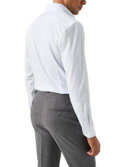 Eton Cotton Twill Regular Fit Stripe Wrinkle-Resistant Shirt, Light Blue - view 2, Light Blue
