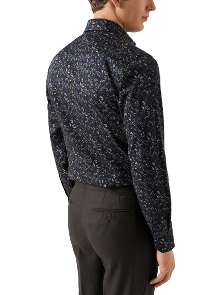 Eton Cotton Twill Wrinkle-Free Regular Fit Floral Shirt, Brown - view 2, Brown