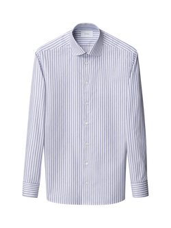 Eton Cotton Twill Regular Fit Stripe Wrinkle-Resistant Shirt, Dark Blue, Dark Blue