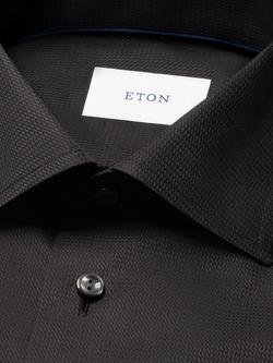 Eton Regular Fit Cotton Dobby Shirt - view 2, Black