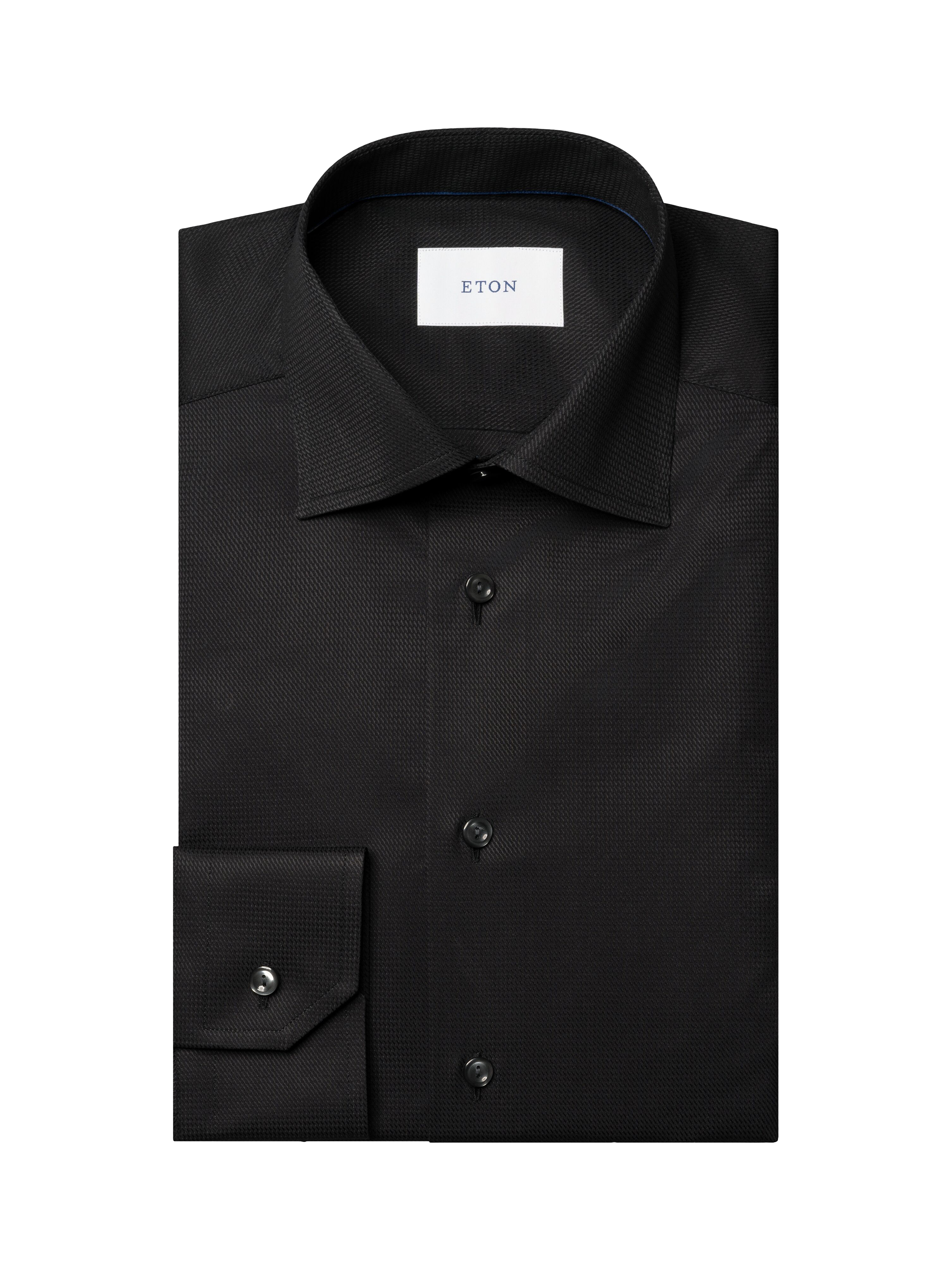 Product image 4 of 4, which shows Eton Regular Fit Cotton Dobby Shirt, Black, 14.5