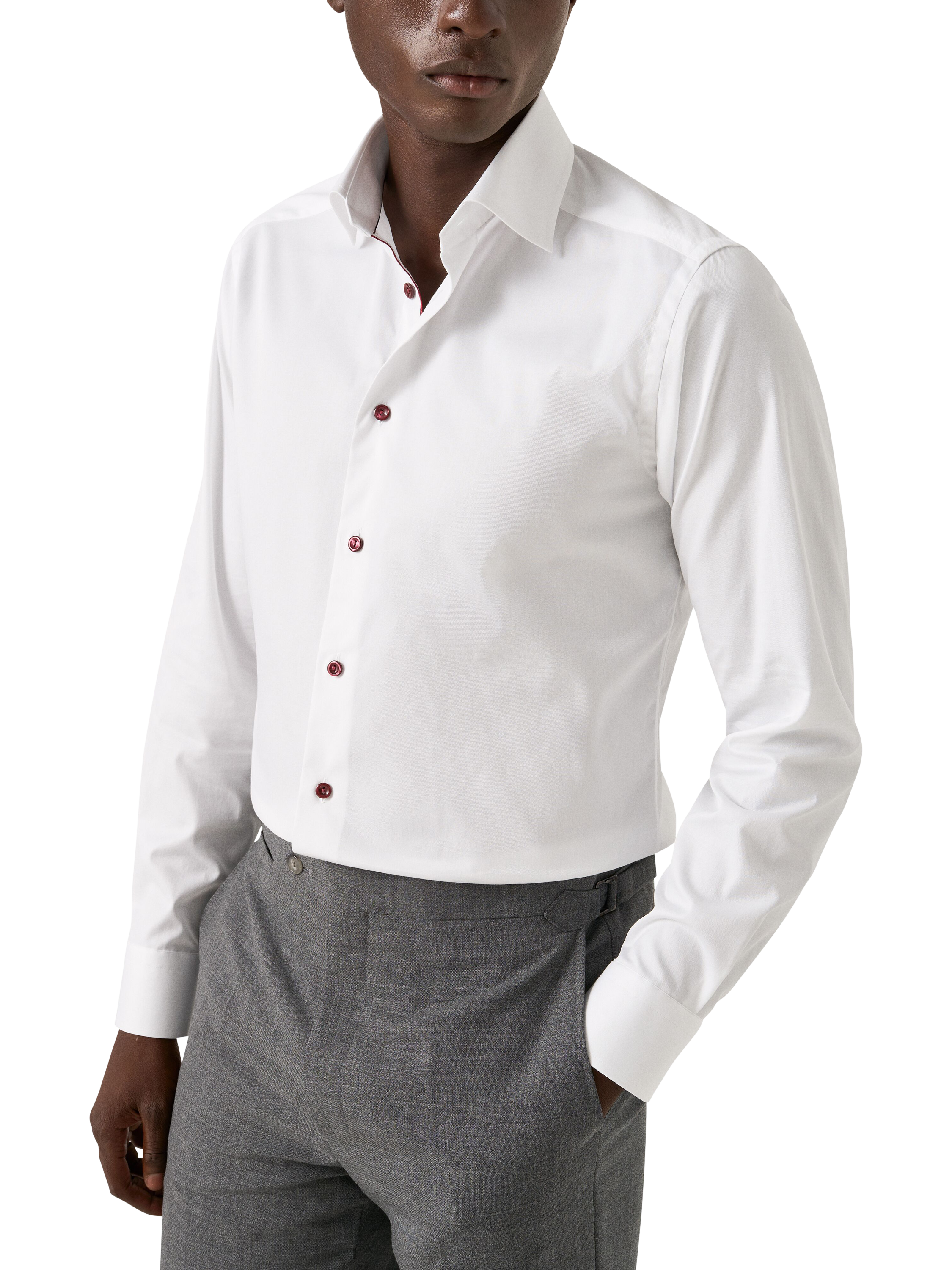 Product image 1 of 9, which shows Eton Cotton Twill Regular Fit Wrinkle-Resistant Shirt, White, 14.5