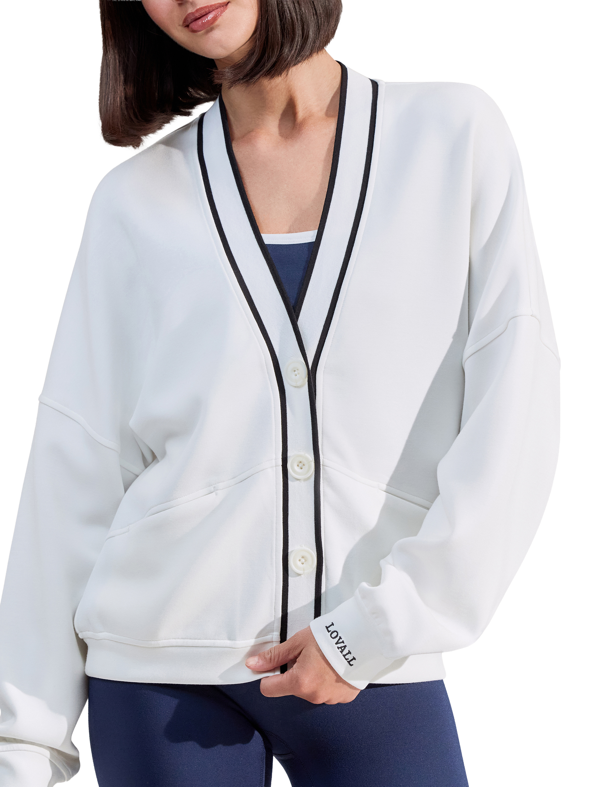 Product image 2 of 4, which shows Lovall Everyday Cardigan, Off White, 6