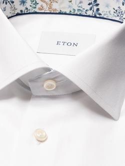 Eton Cotton Twill Wrinkle-Free Regular Fit Floral Shirt, Light Blue - view 2, White