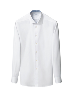 Eton Cotton Twill Regular Fit Wrinkle-Resistant Shirt, Light Blue, White