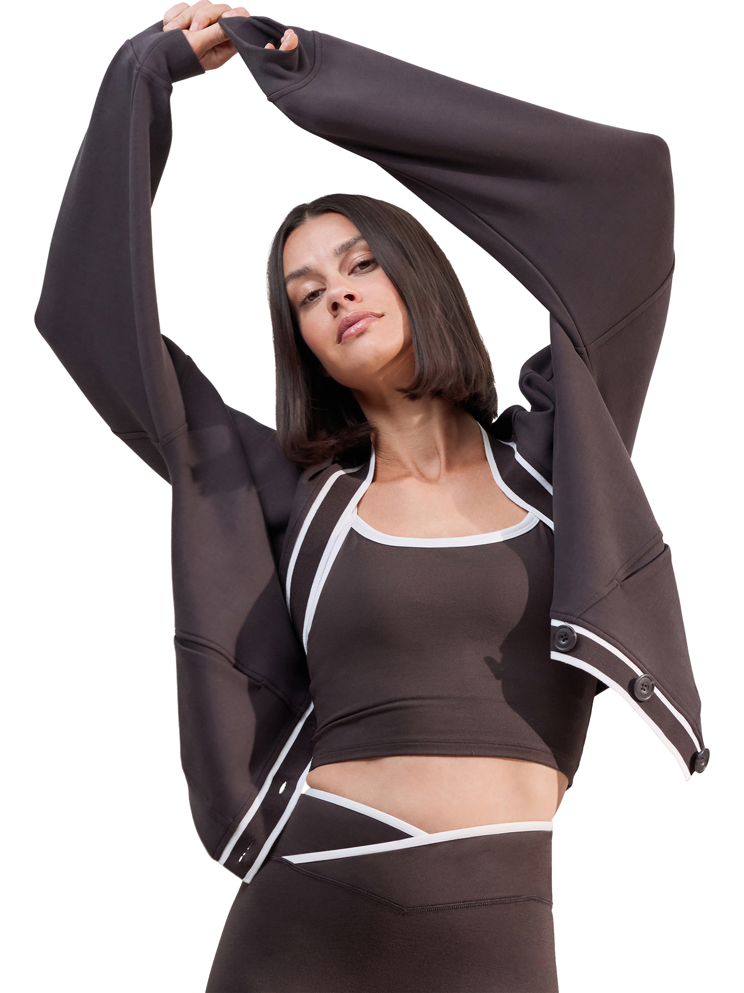 Product image 3 of 4, which shows Lovall Everyday Cardigan, Black Coffee, 6