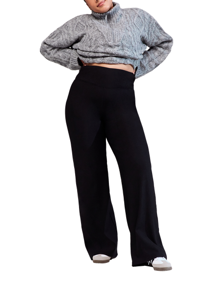Lovall Winter Wide Leg Trousers, Black, Black