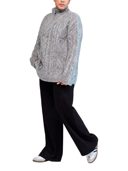 Lovall Winter Wide Leg Trousers, Black - view 2, Black