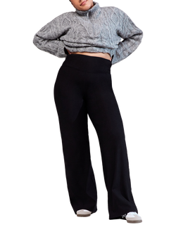 Lovall Winter Wide Leg Trousers, Black, Black