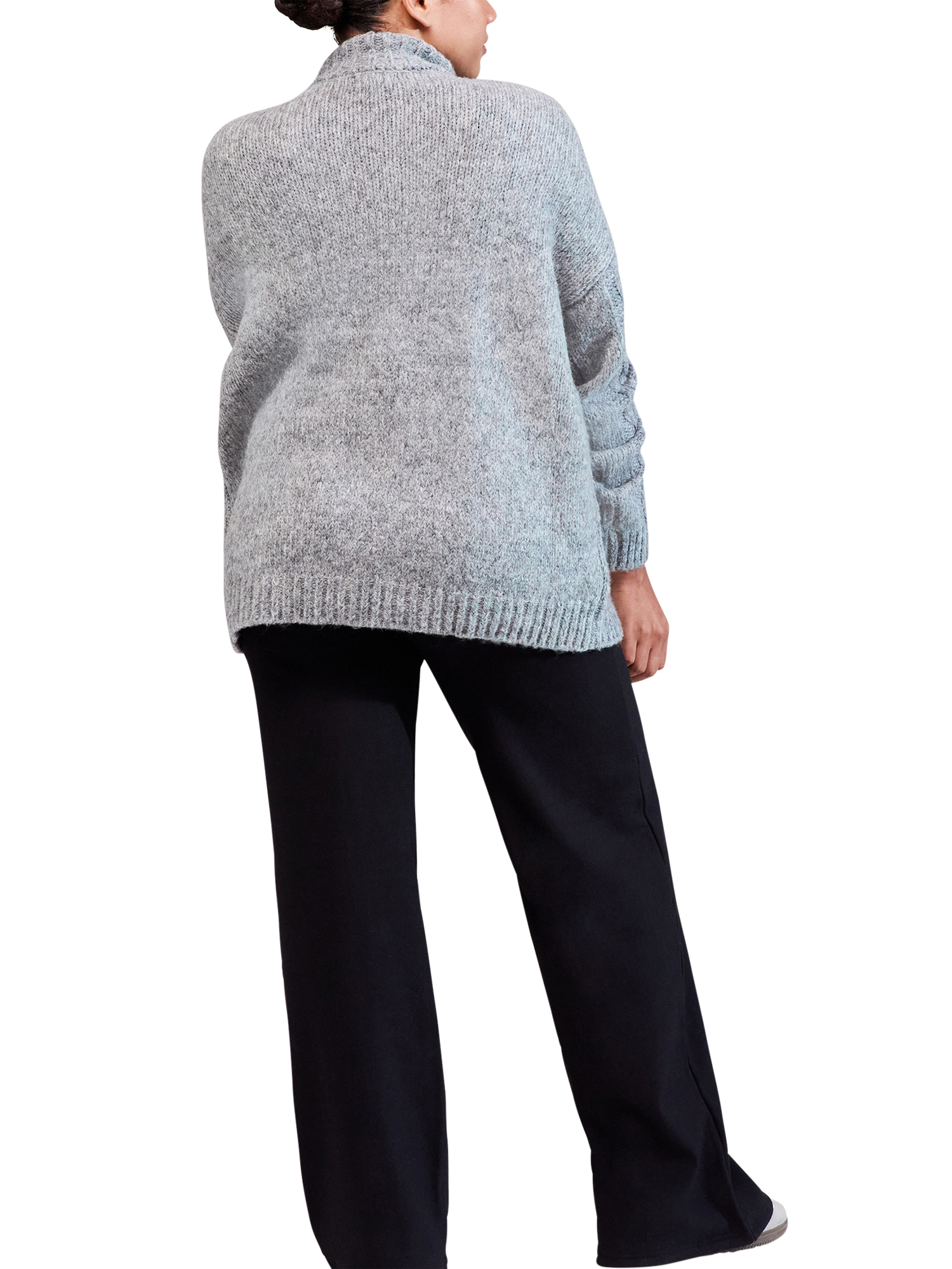 Product image 4 of 5, which shows Lovall Winter Wide Leg Trousers, Black, 6