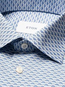 Eton Cotton Twill Regular Fit Geo Floral Wrinkle-Resistant Shirt, Dark Blue - view 2, Dark Blue