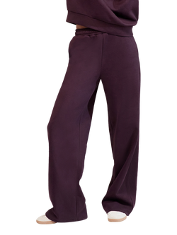 Lovall Relaxed Fit Wide Leg Joggers, Wine, Wine