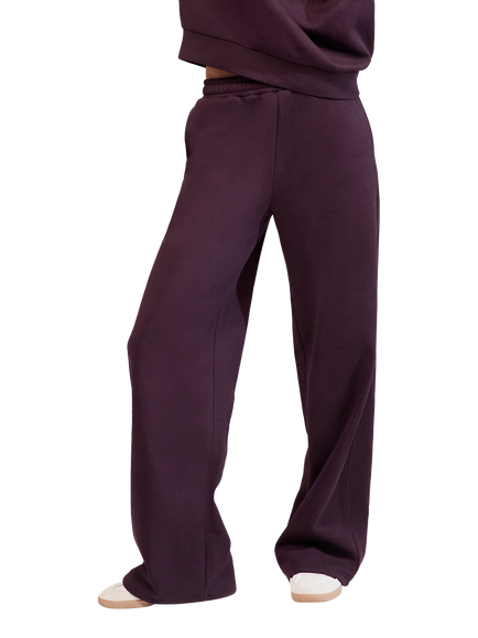 Lovall Relaxed Fit Wide Leg Joggers, Wine, Wine