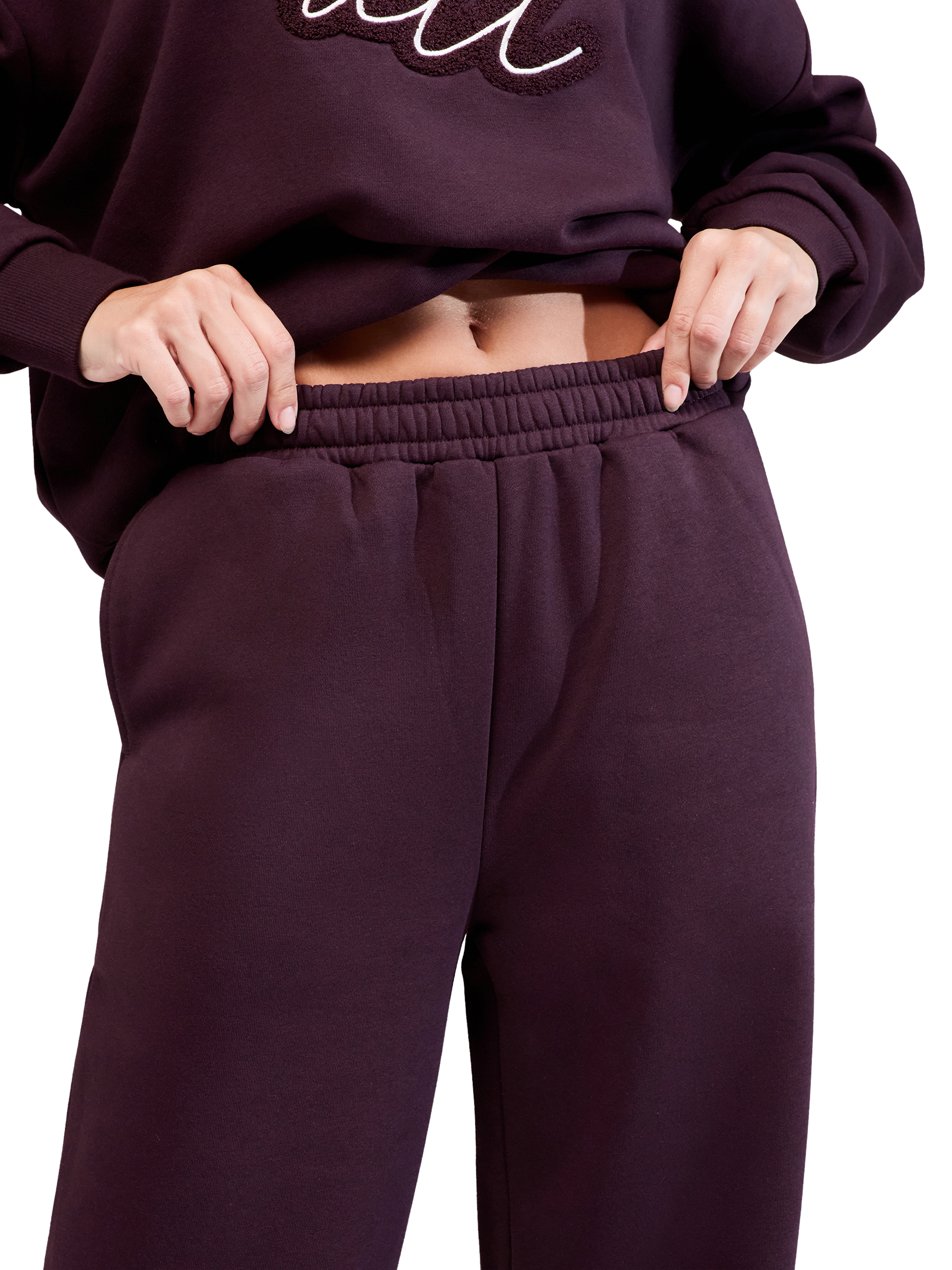 Product image 4 of 5, which shows Lovall Relaxed Fit Wide Leg Joggers, Wine, 6