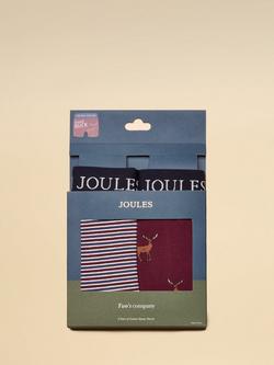 Joules Crown Joules Cotton Stretch Graphic Print Boxers, Pack of 2, Burgundy