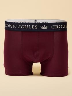 Joules Crown Joules Cotton Stretch Graphic Print Boxers, Pack of 3 - view 2, Red/Multi