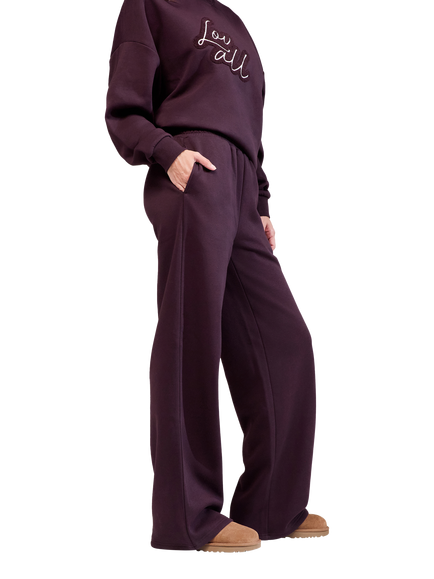 Lovall ALL SZN Wide Leg Joggers, Wine - view 2, Wine