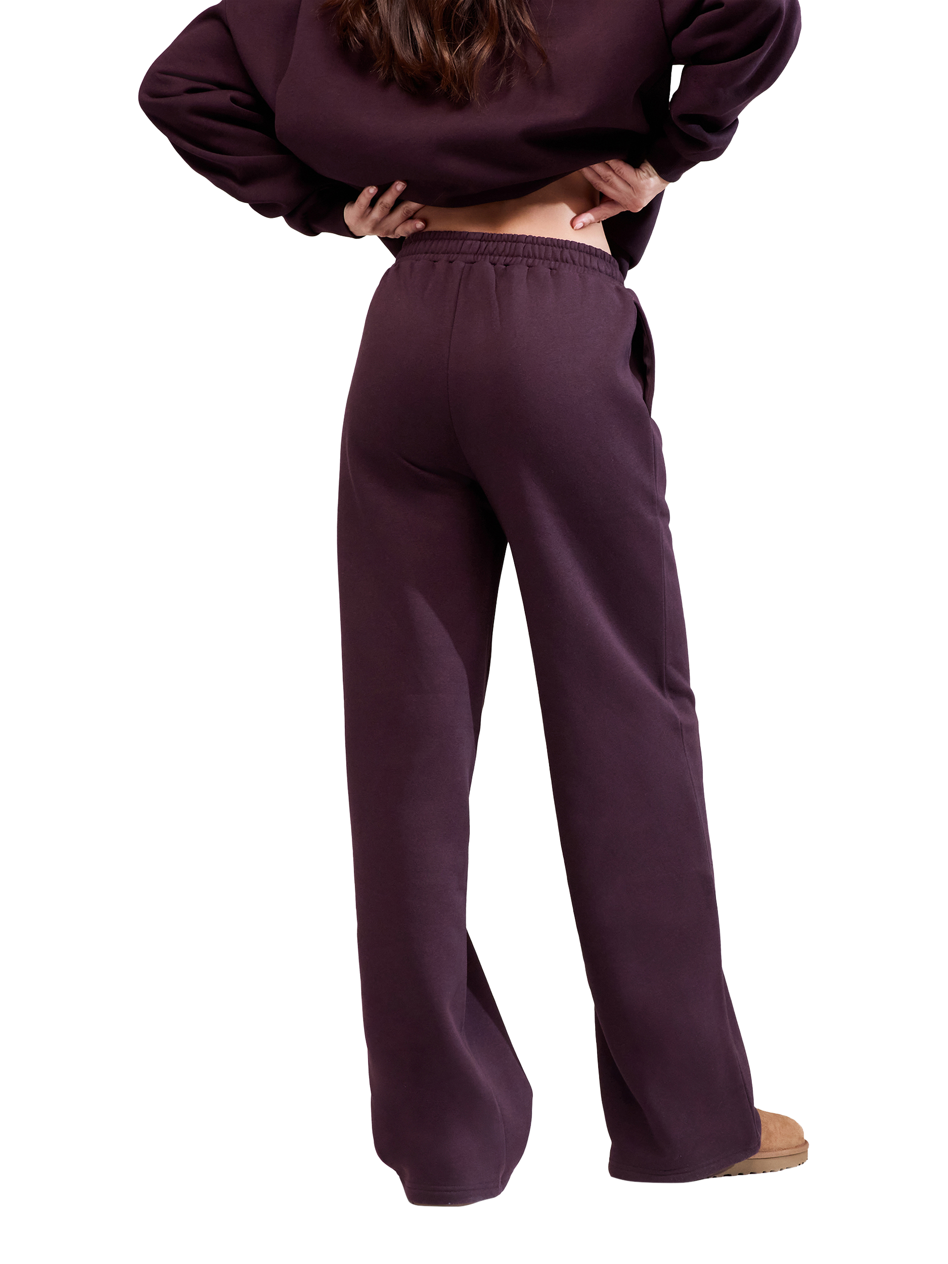 Product image 4 of 4, which shows Lovall ALL SZN Wide Leg Joggers, Wine, 6