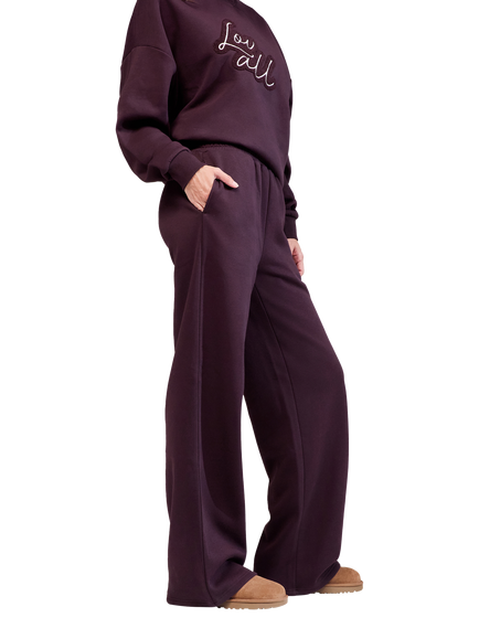Lovall ALL SZN Wide Leg Joggers, Wine - view 2, Wine
