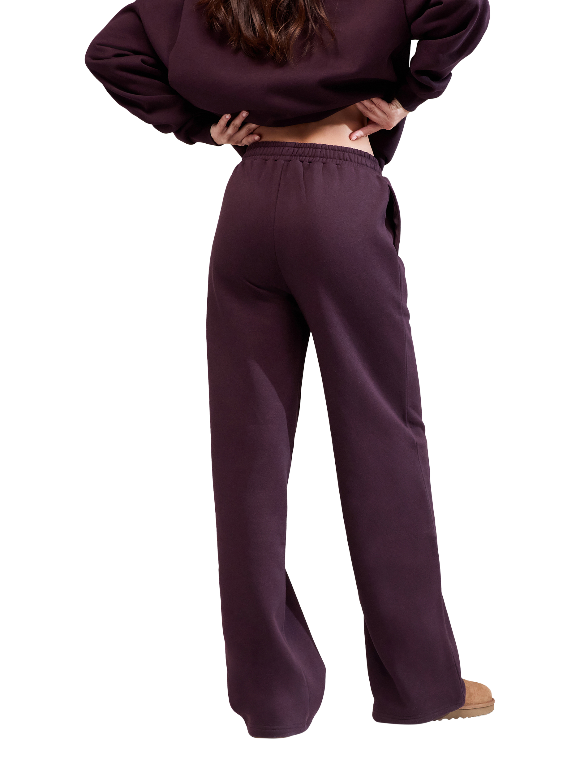 Product image 4 of 4, which shows Lovall ALL SZN Wide Leg Joggers, Wine, 6