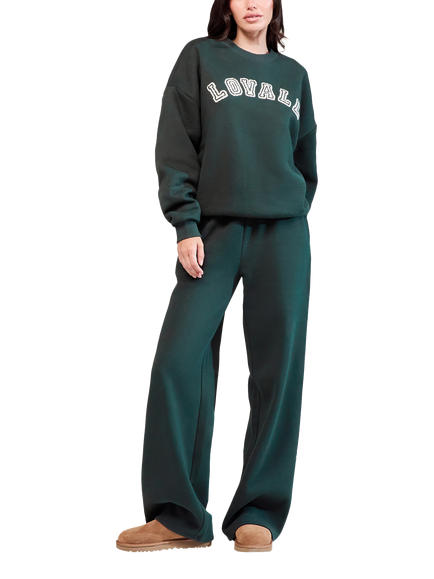 Lovall Relaxed Fit Wide Leg Joggers, Pine, Pine