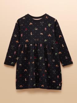 Joules Kids' Emma Pure Cotton Sweater Dress, Navy, Navy