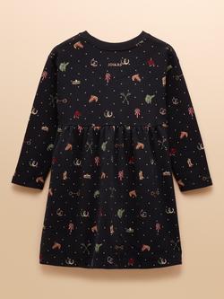 Joules Kids' Emma Pure Cotton Sweater Dress, Navy - view 2, Navy