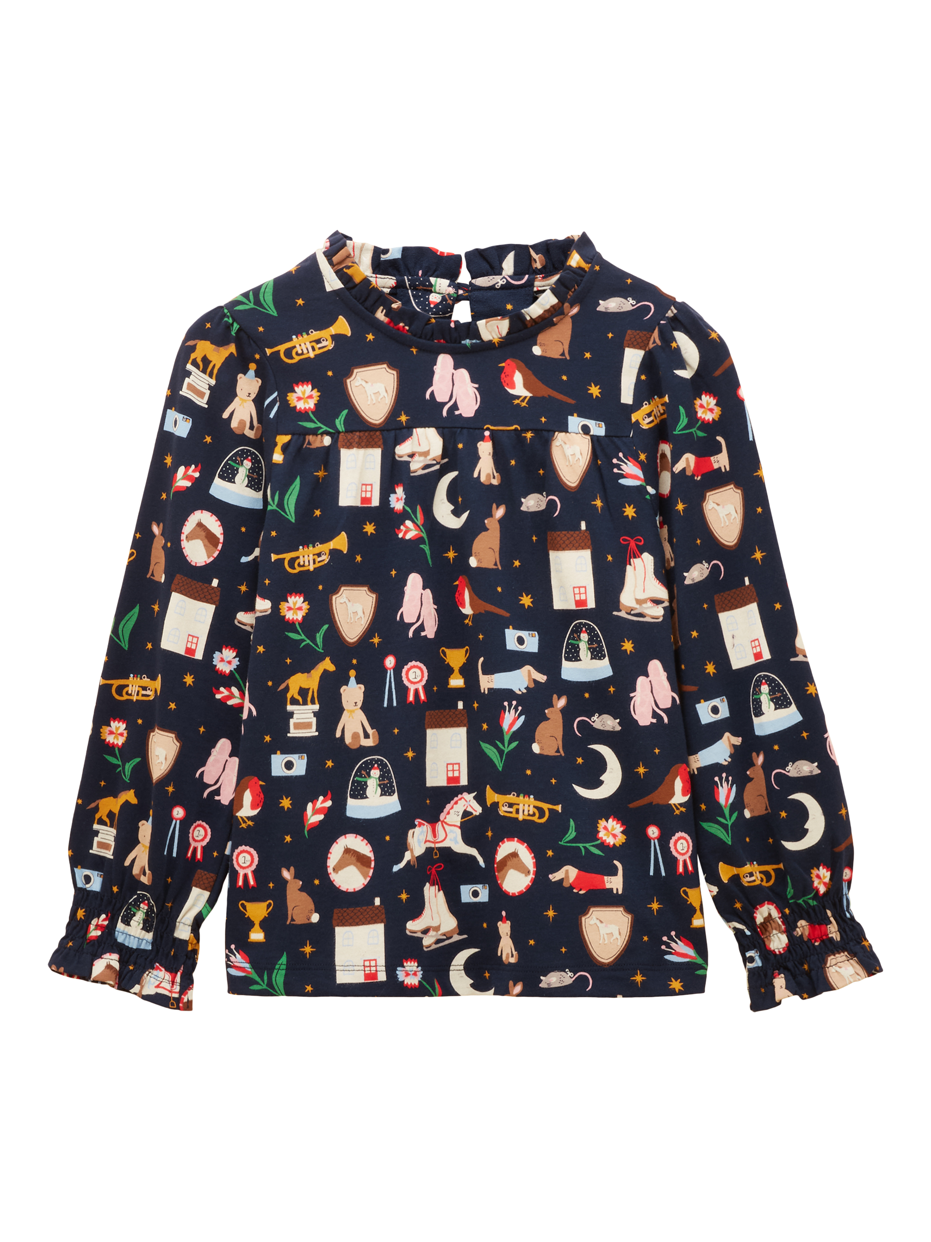 Joules Kids' Cotton Long Sleeved Top, Navy